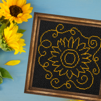 Swirly Sunflower Cross Stitch Pattern