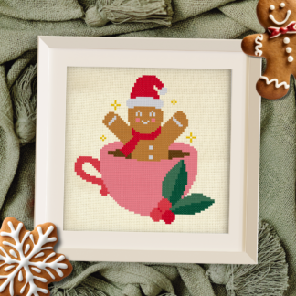 Hot Cocoa Gingerbread Man Cross Stitch Pattern