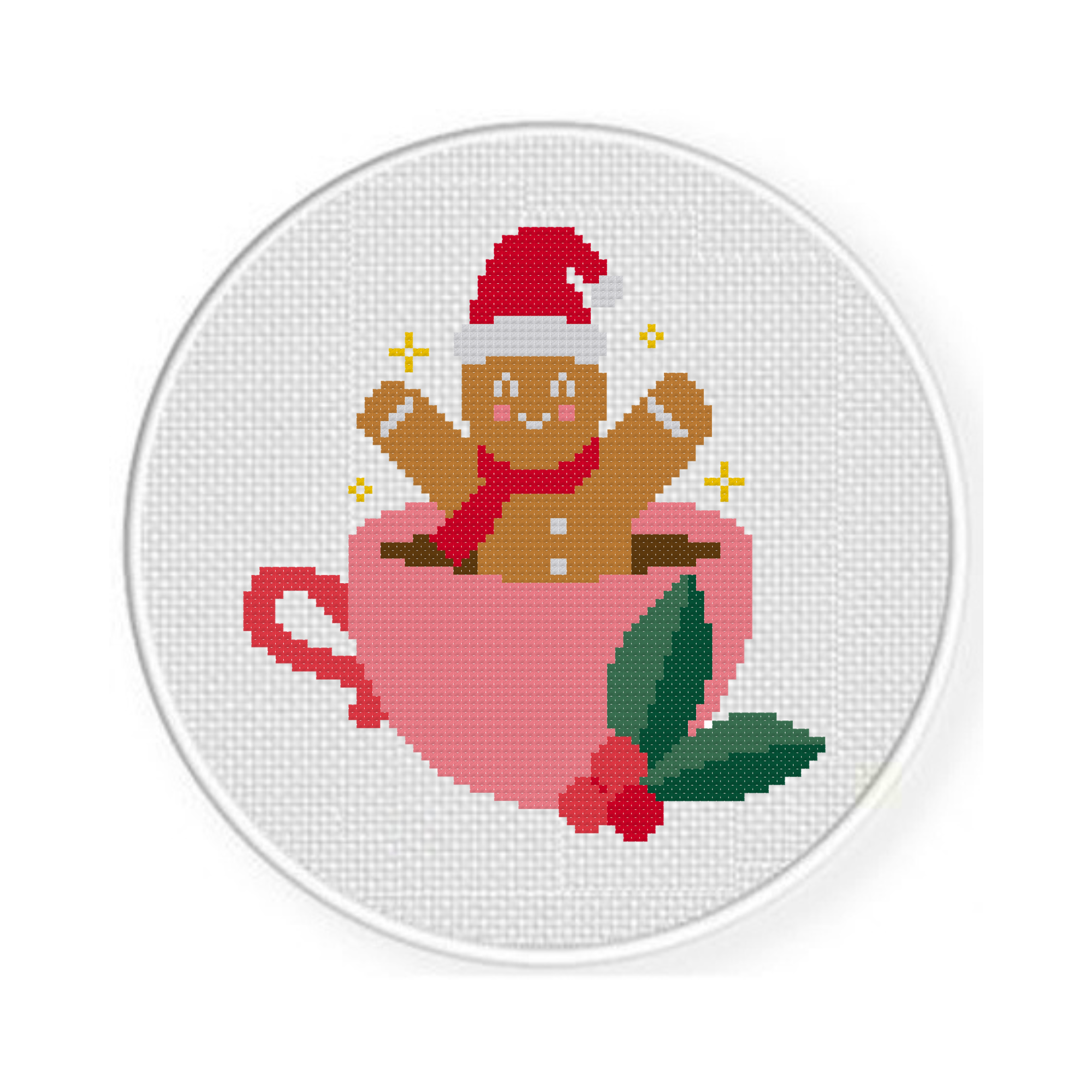 Hot Cocoa Gingerbread Man Cross Stitch Pattern - Image 2