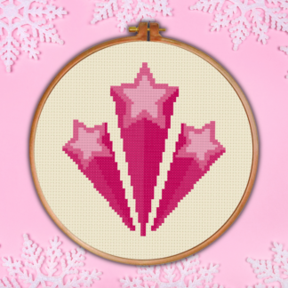 Pink Star Zooming Cross Stitch Pattern