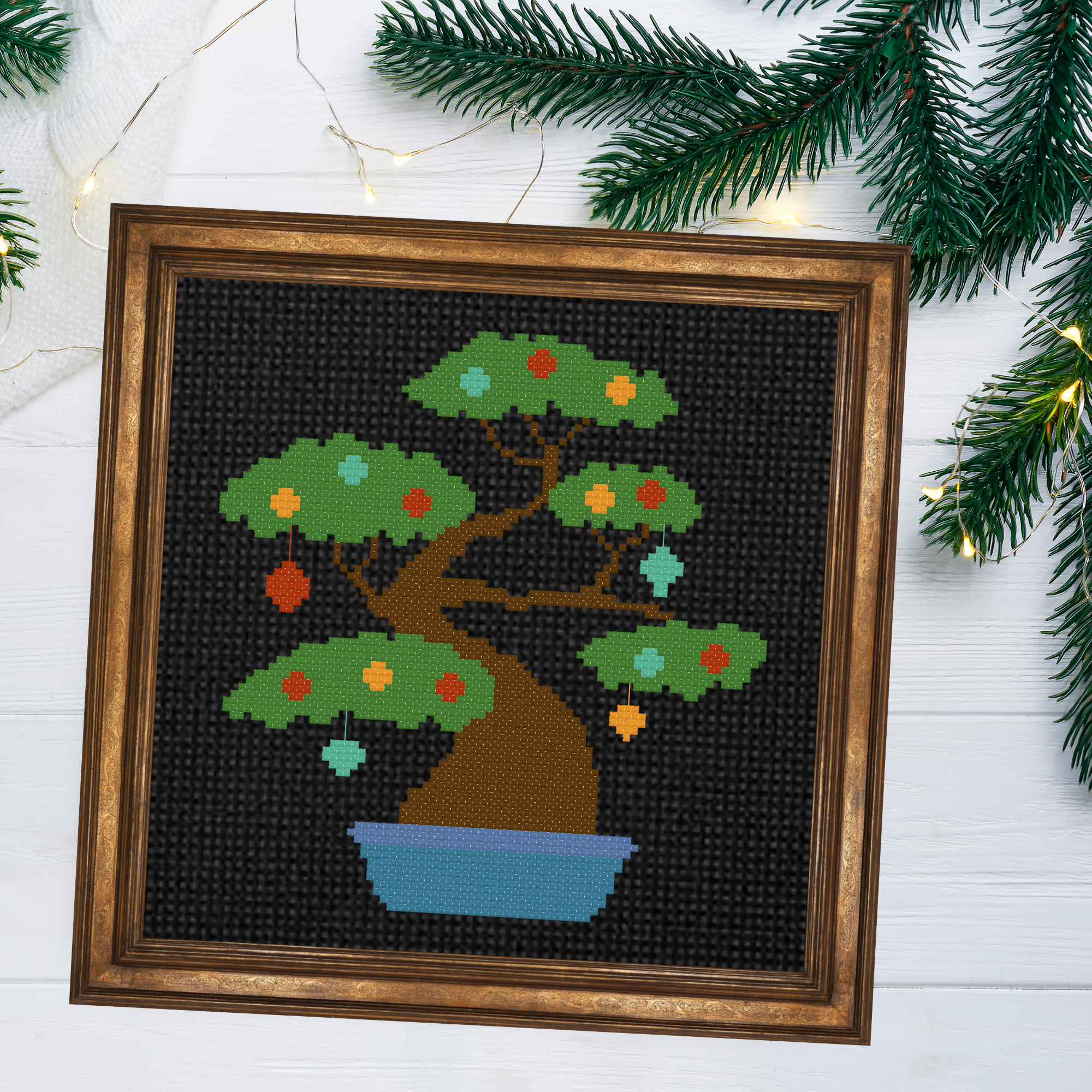 Christmas Bonsai Cross Stitch Pattern
