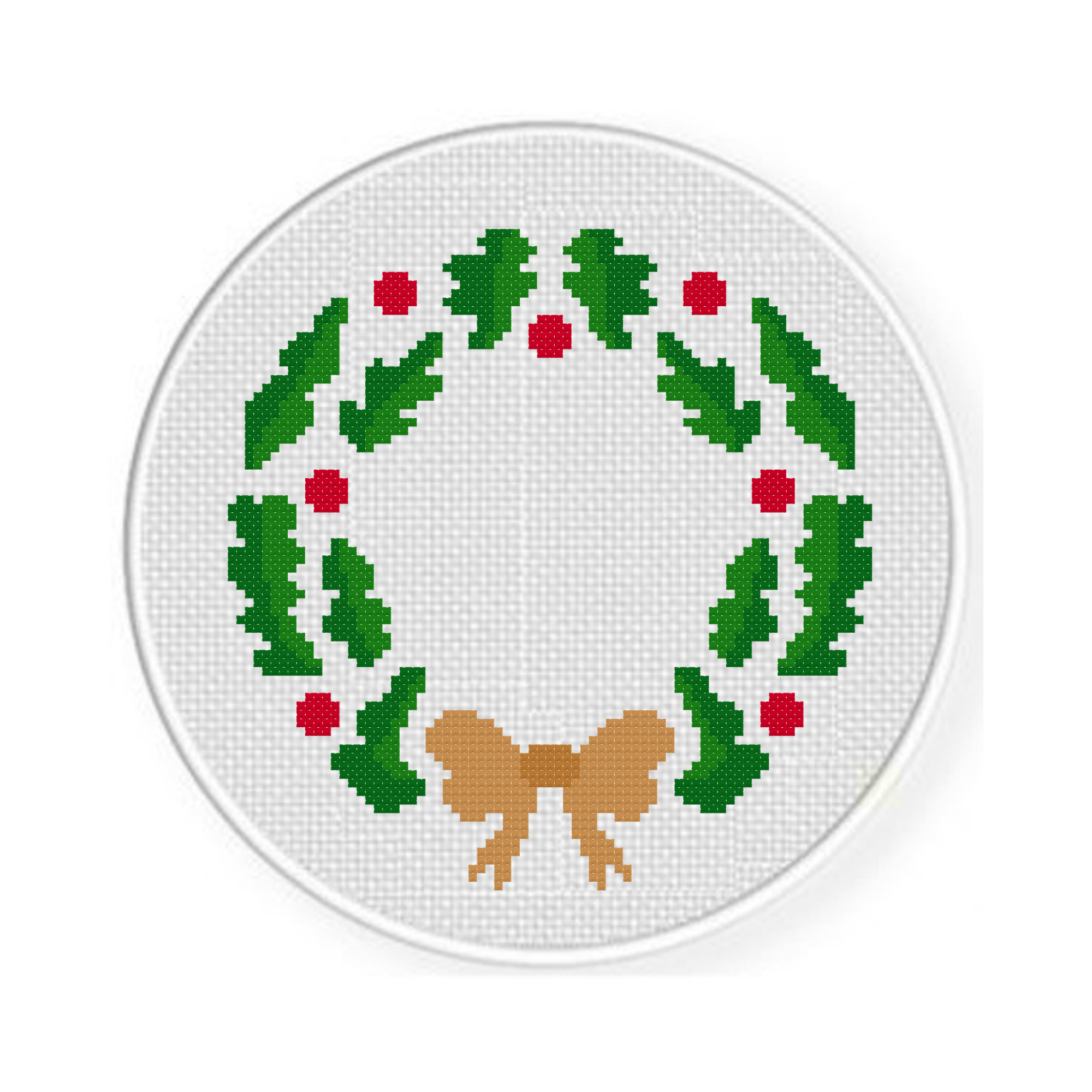 Christmas Wreath Bow Cross Stitch Pattern - Image 2