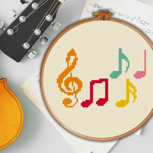 Music Notes Cross Stitch Pattern – Daily Cross Stitch
