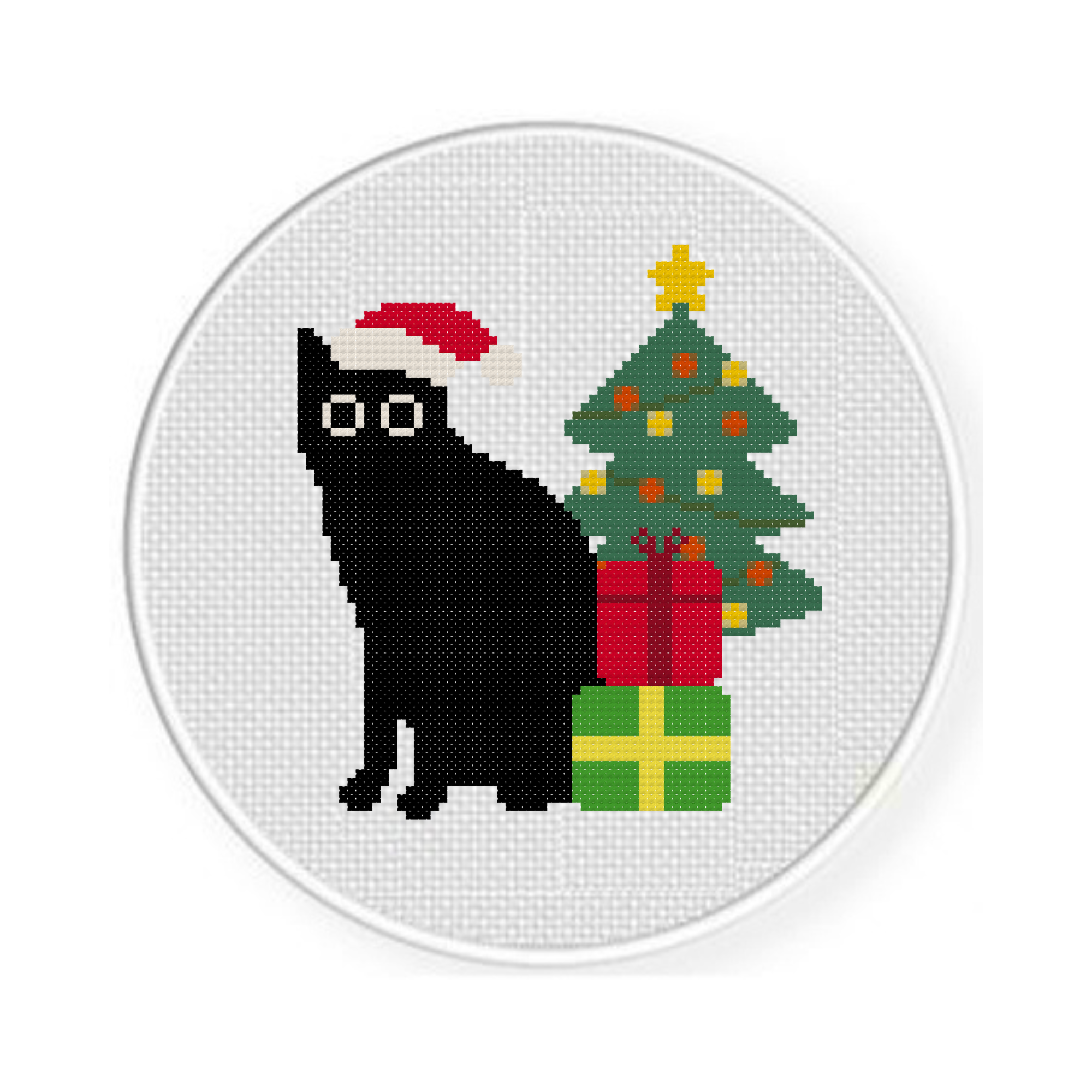 Black Cat Christmas Cross Stitch Pattern - Image 2