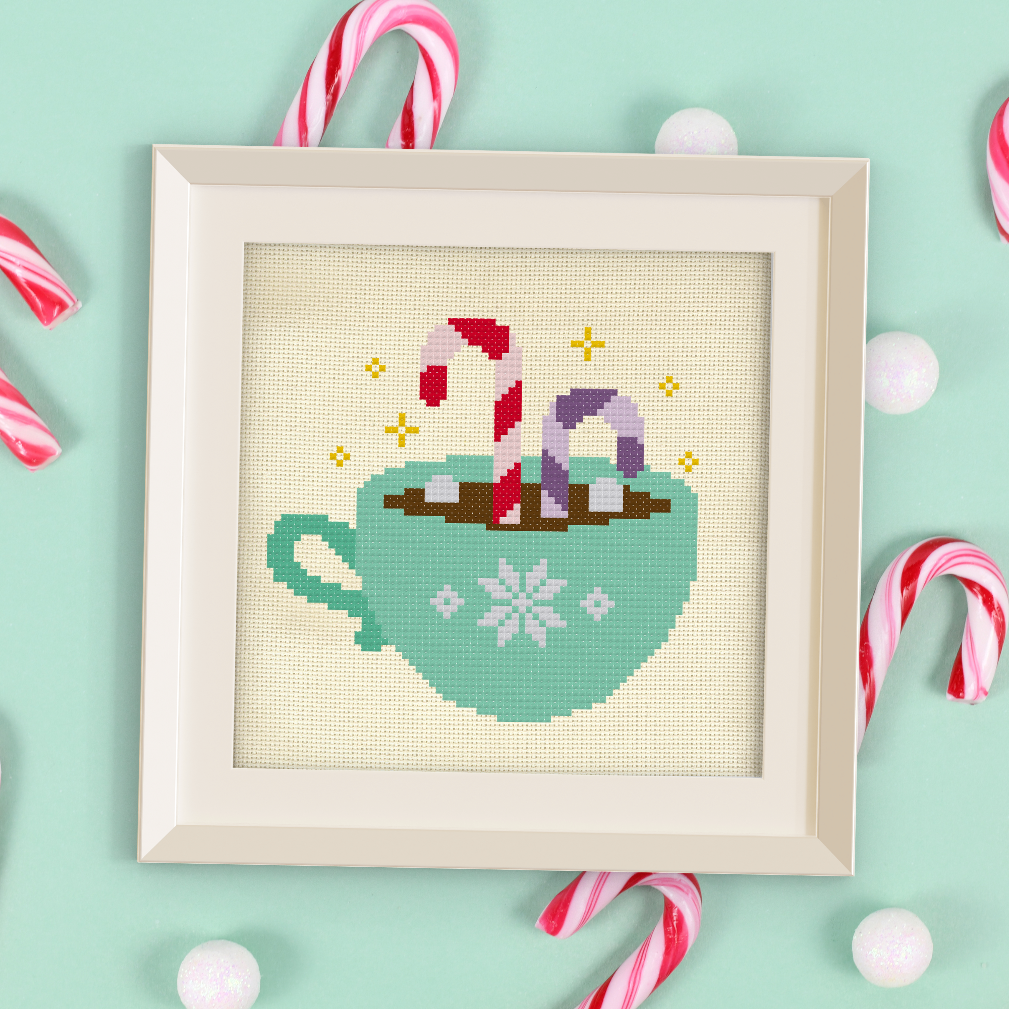 Hot Cocoa Candy Cross Stitch Pattern