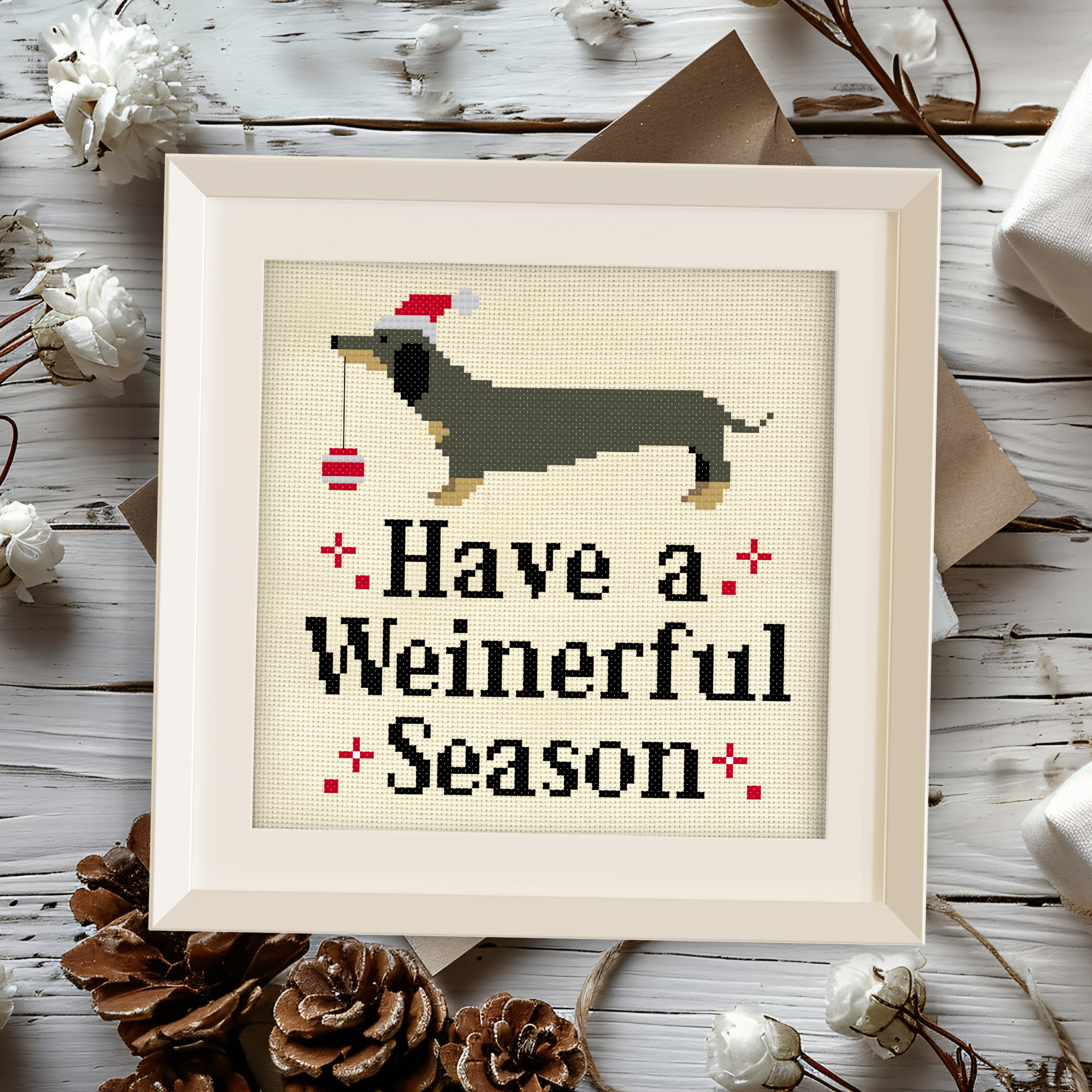 Christmas Dachshund Cross Stitch Pattern