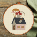 Mushroom House Cross Stitch Pattern