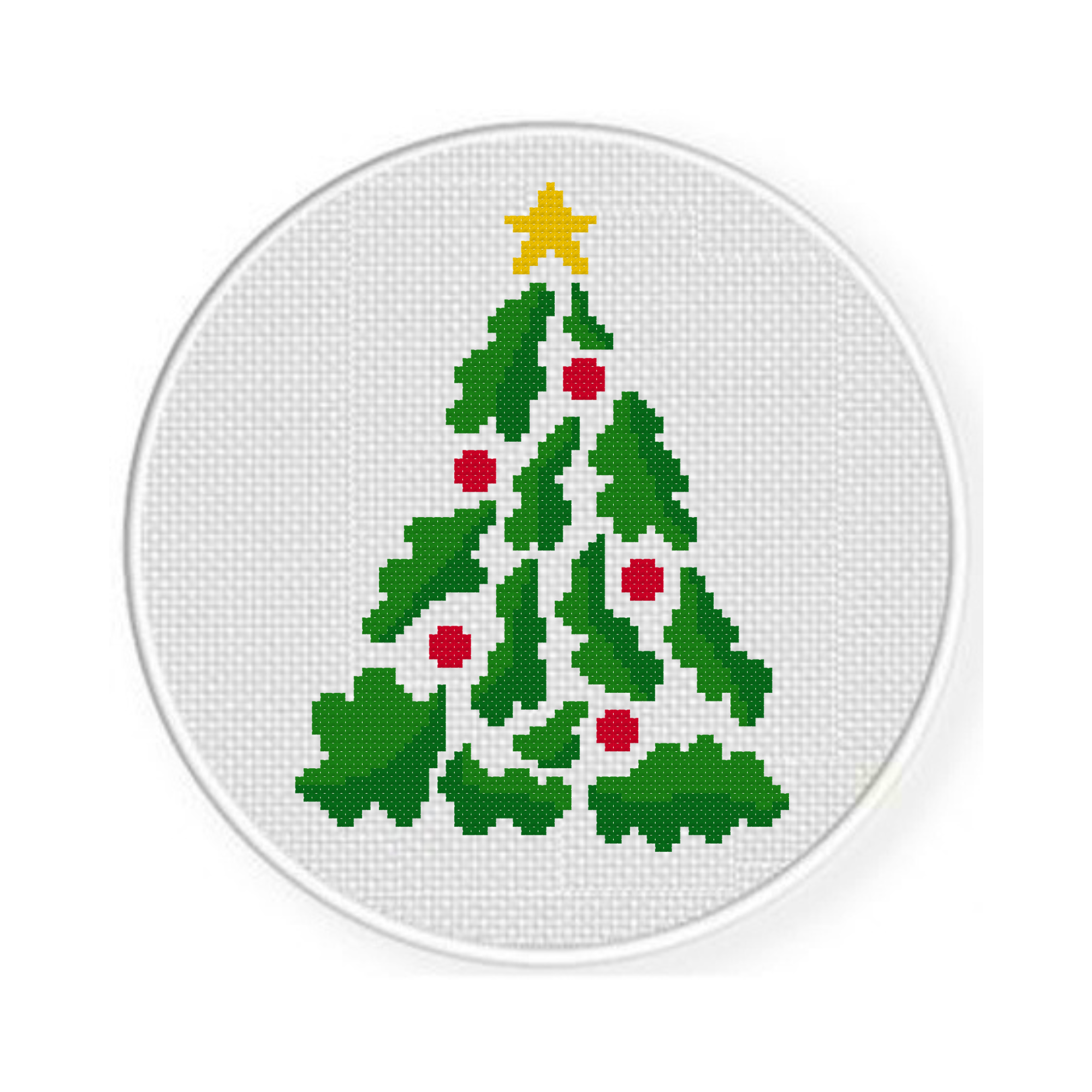 Christmas Tree Holly Cross Stitch Pattern - Image 2
