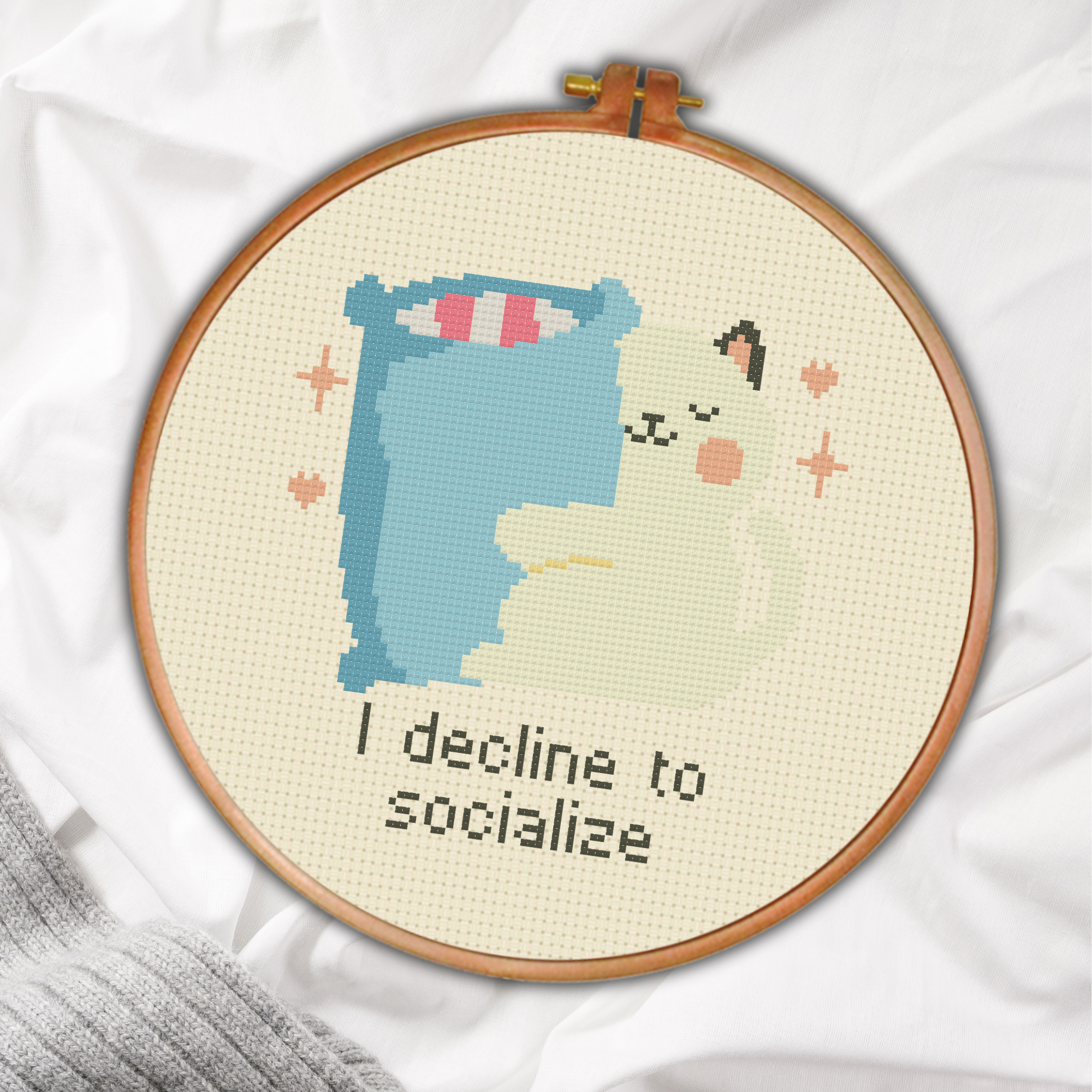 I Decline To Socialize Cross Stitch Pattern