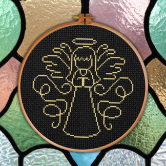 Angel Pray Swirl Cross Stitch Pattern