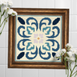 Azure Petal Flourish Cross Stitch Pattern