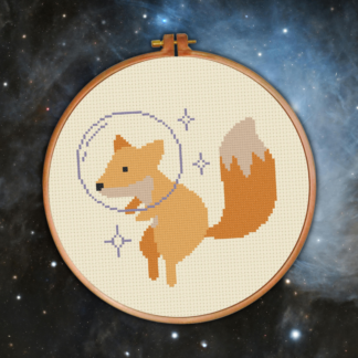 Space Fox Cross Stitch Pattern