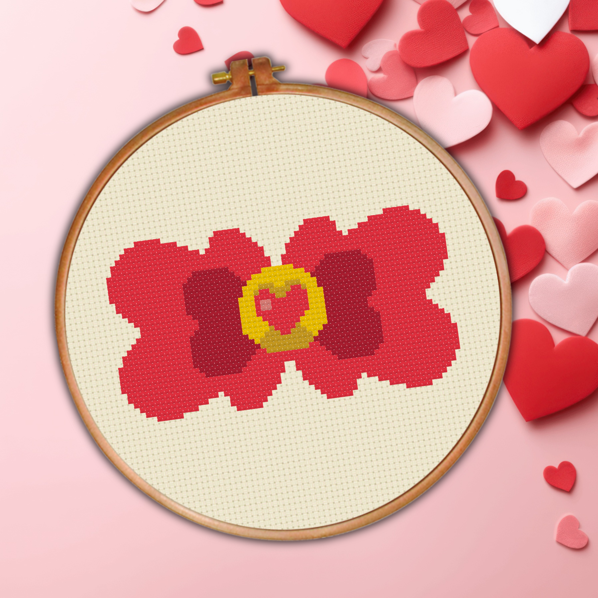 Heart Ribbon Cross Stitch Pattern