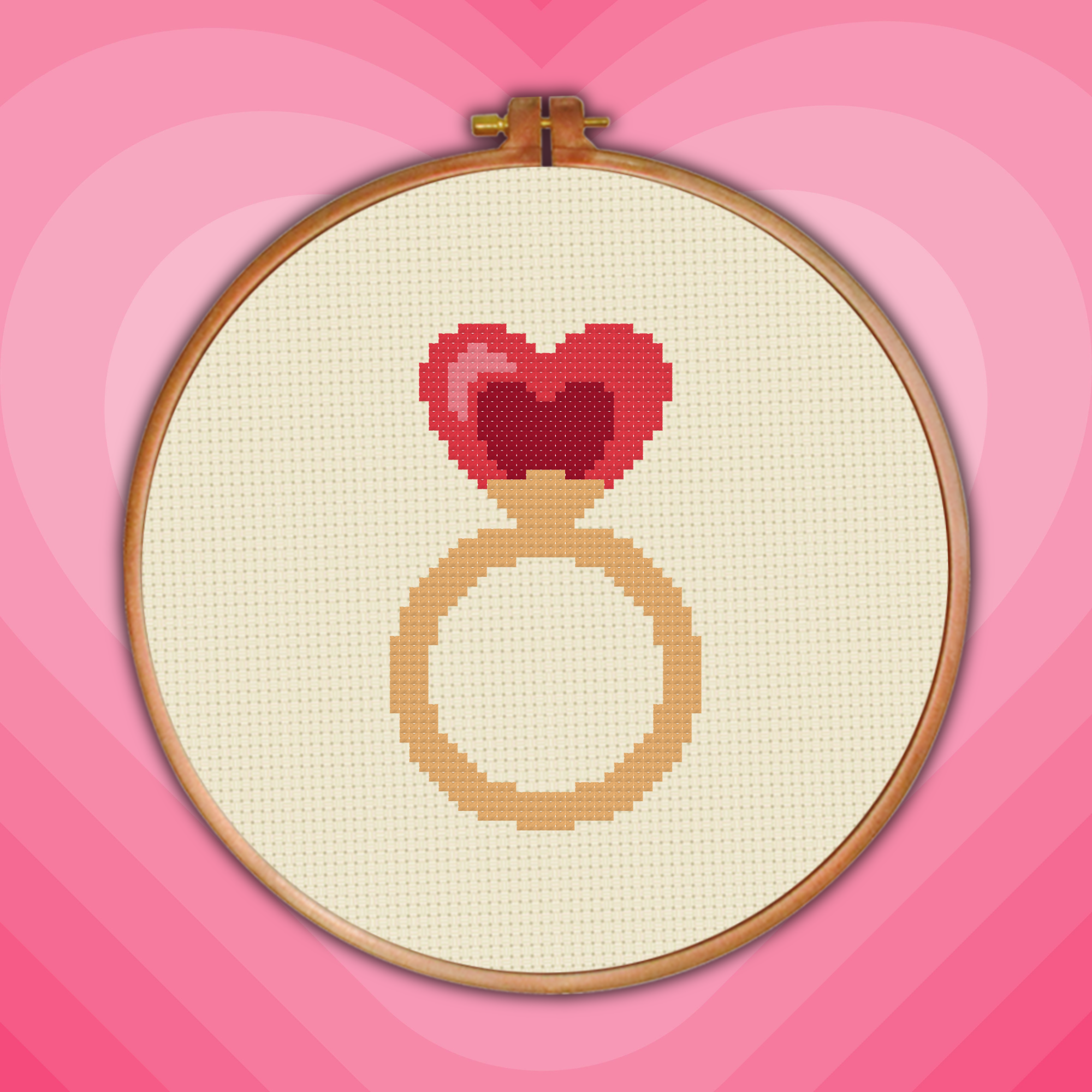 Heart Ring Cross Stitch Pattern