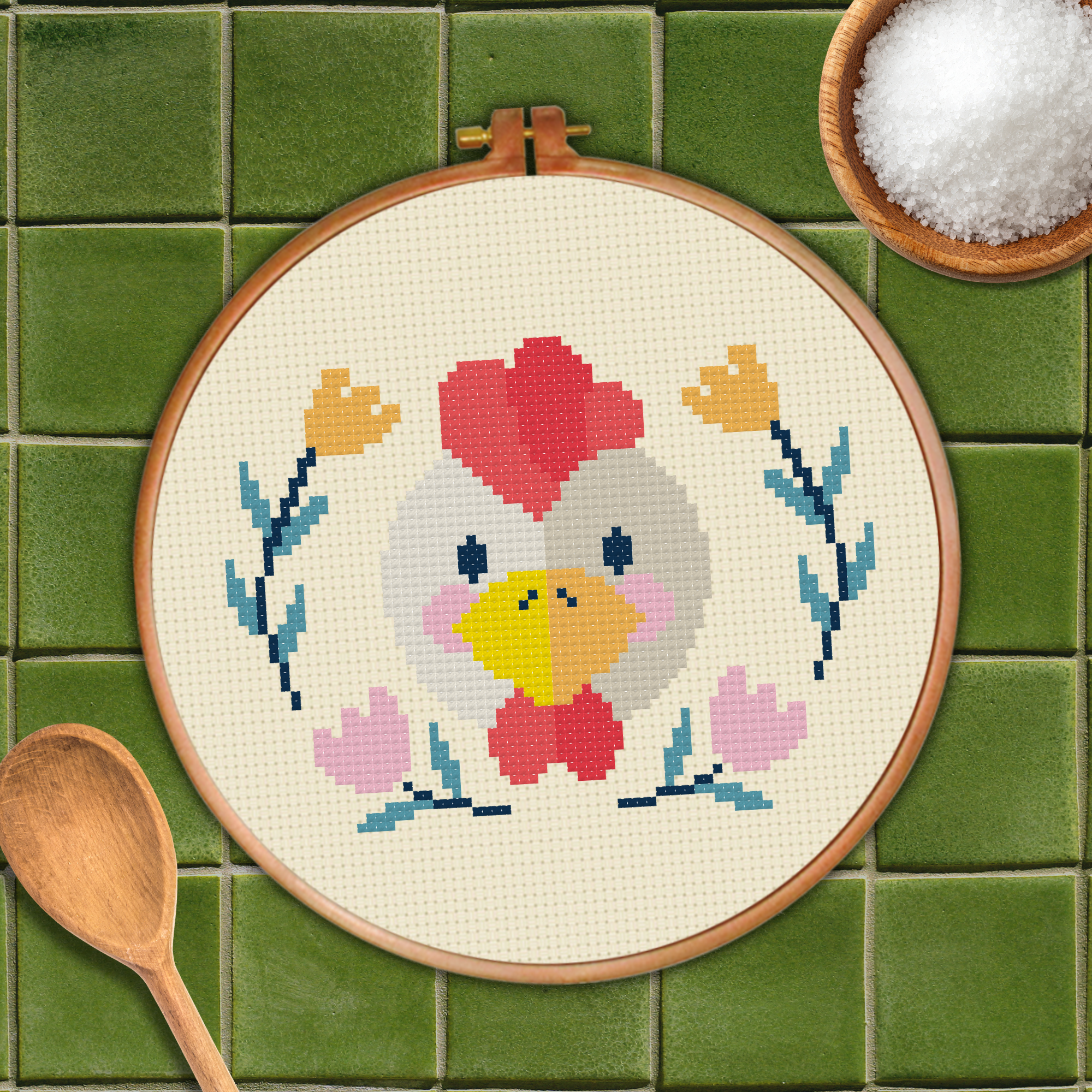 Chicken Head Cross Stitch Pattern
