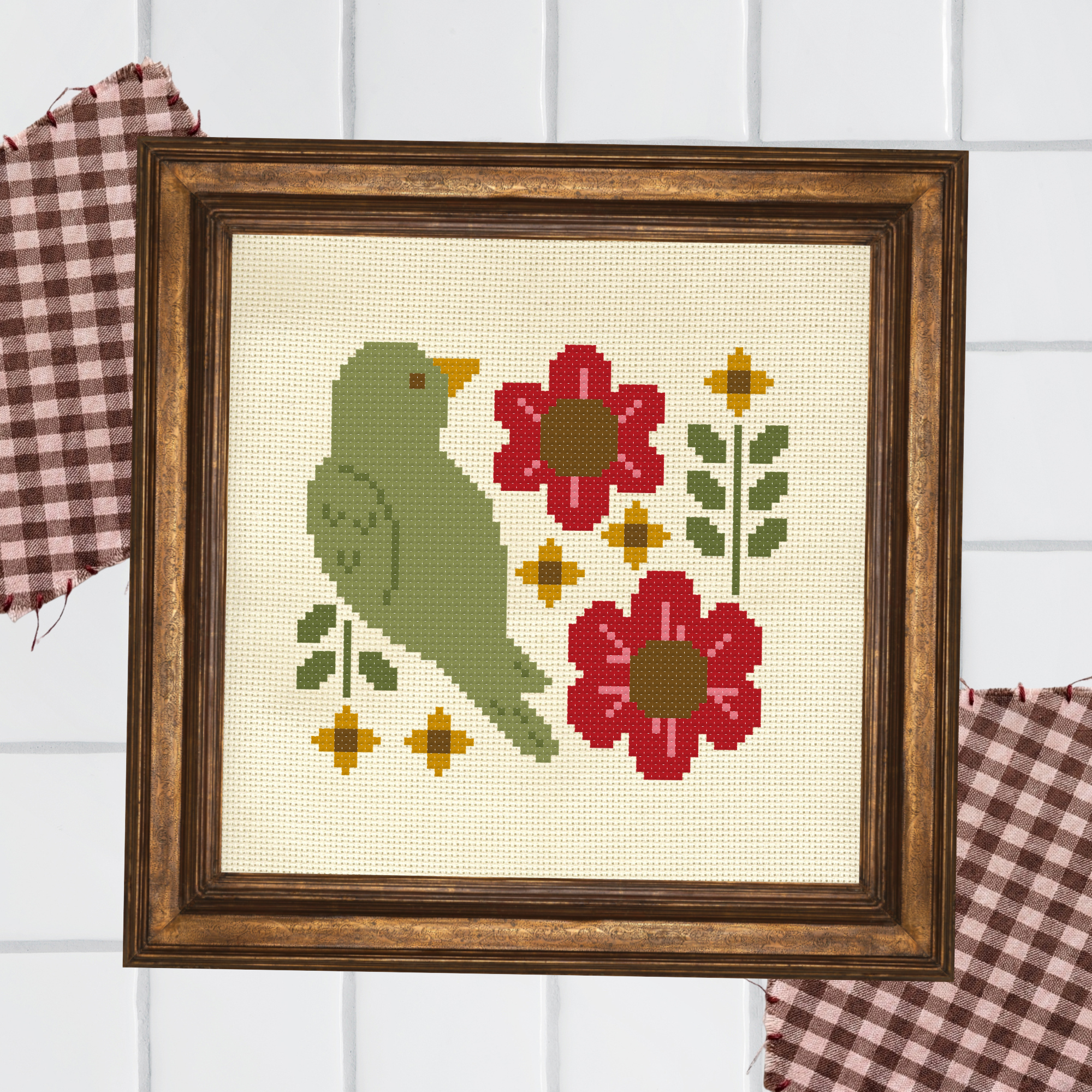 Folksy Bird Cross Stitch Pattern