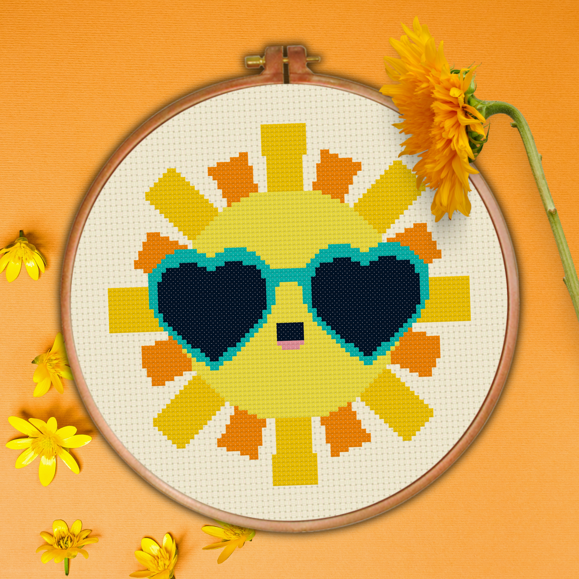 Heart Sun Cross Stitch Pattern