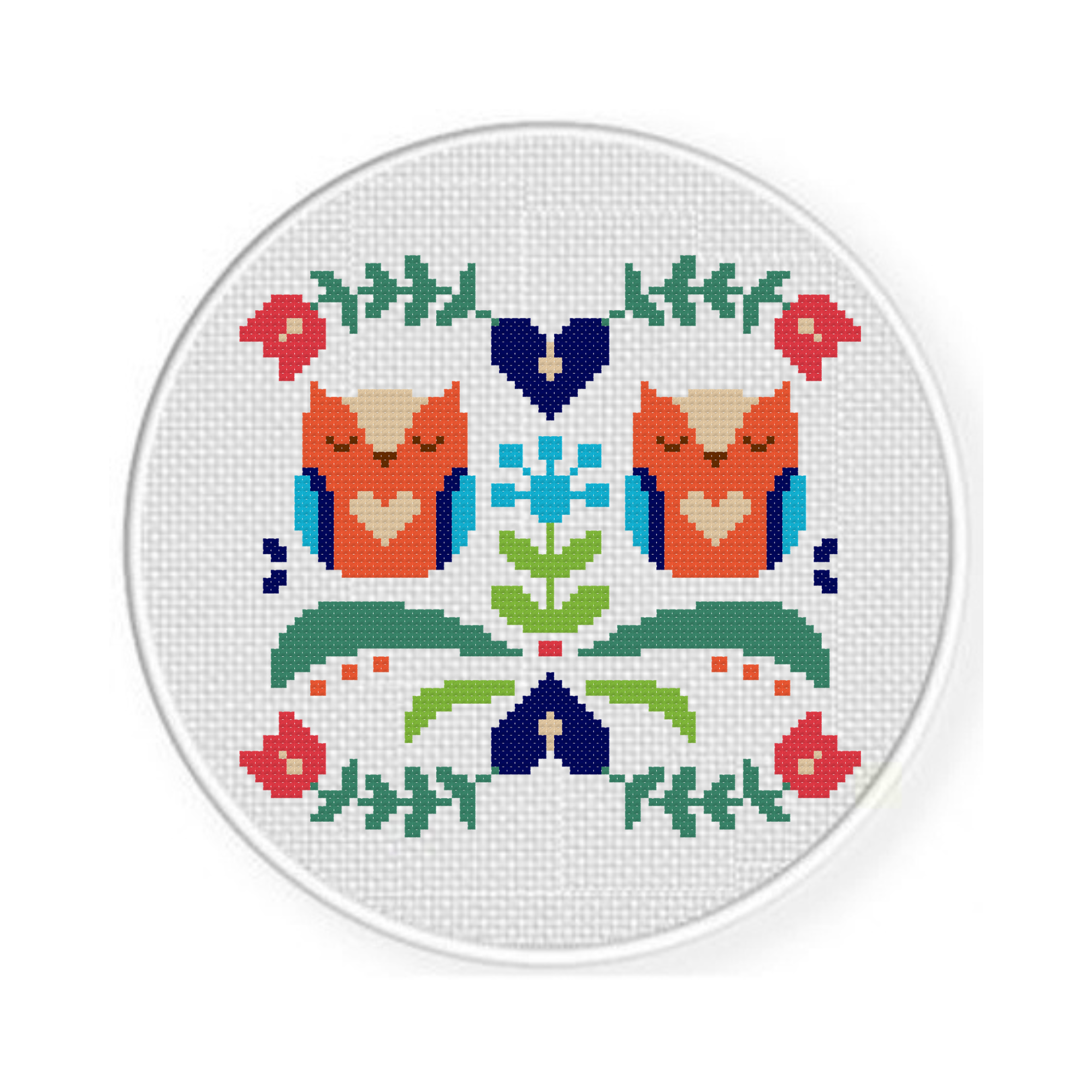 Folk Owls Cross Stitch Pattern - Image 2
