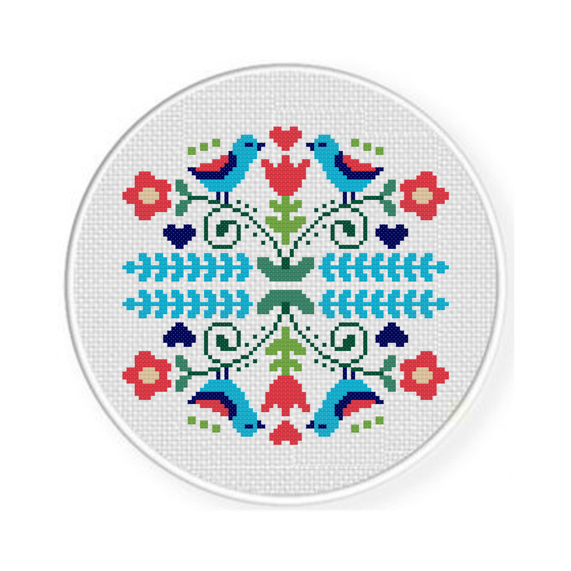 Folk Birds Cross Stitch Pattern - Image 2