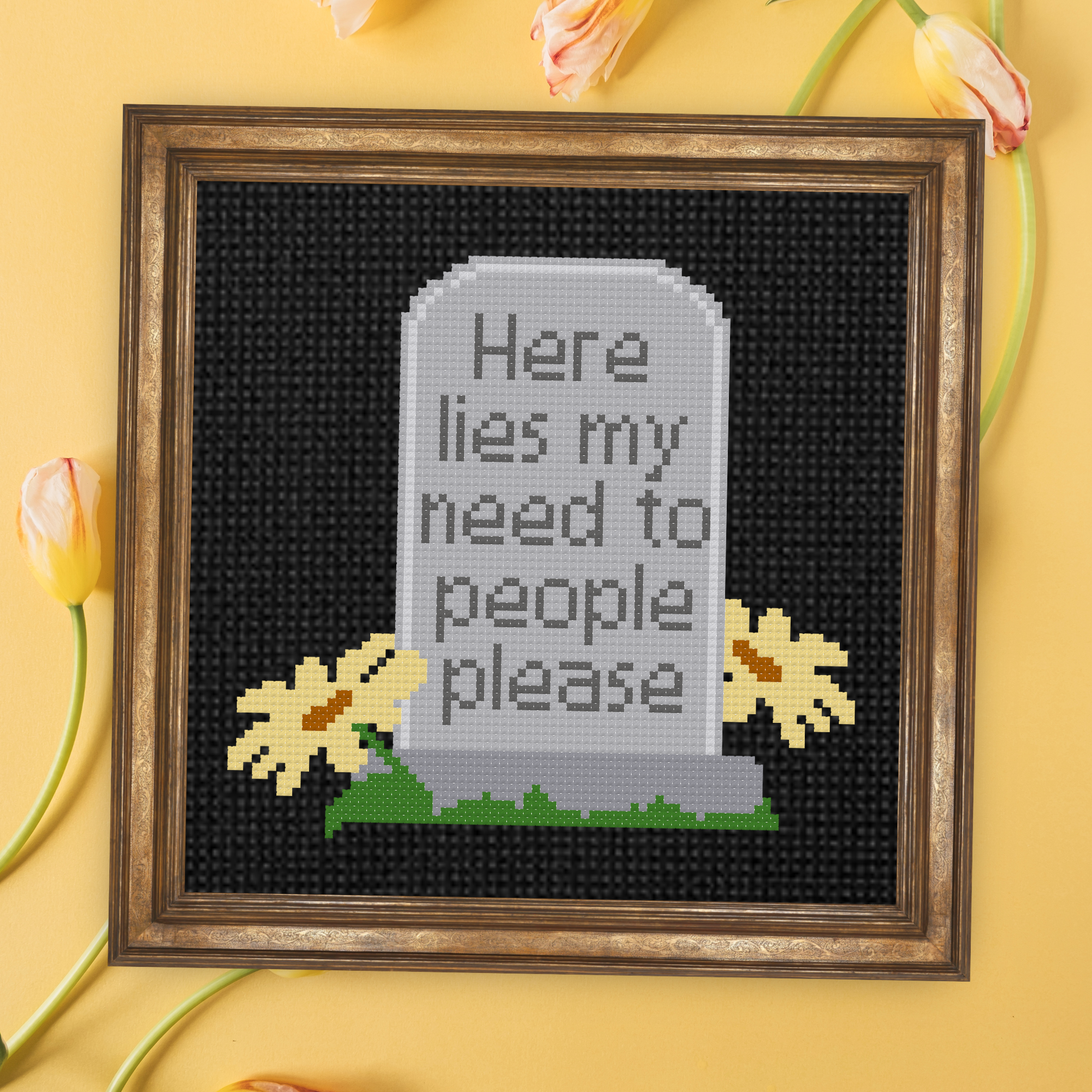Here Lies My Need To People Please Cross Stitch Pattern