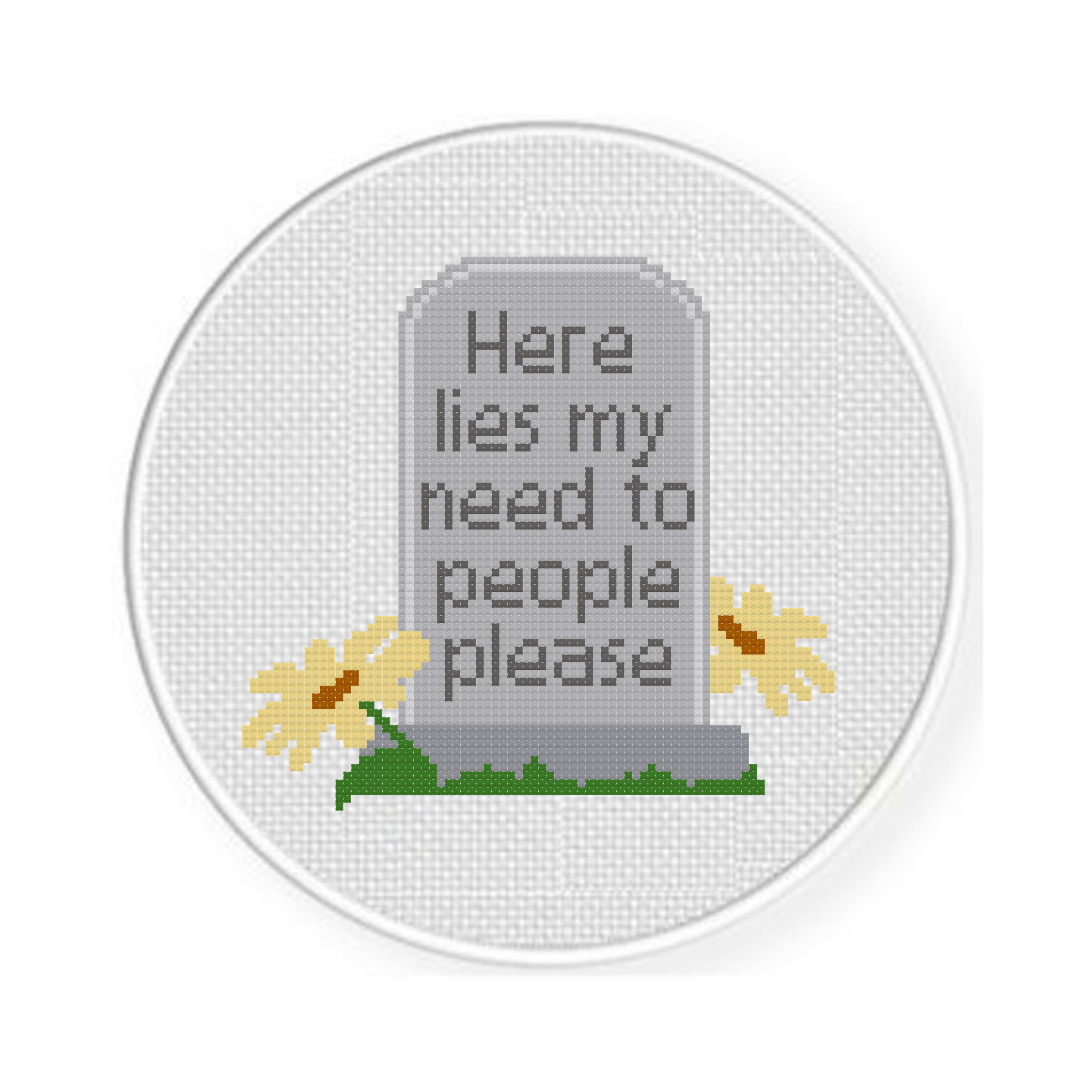 Here Lies My Need To People Please Cross Stitch Pattern - Image 2