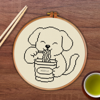 Puppy Noodle Cross Stitch Pattern