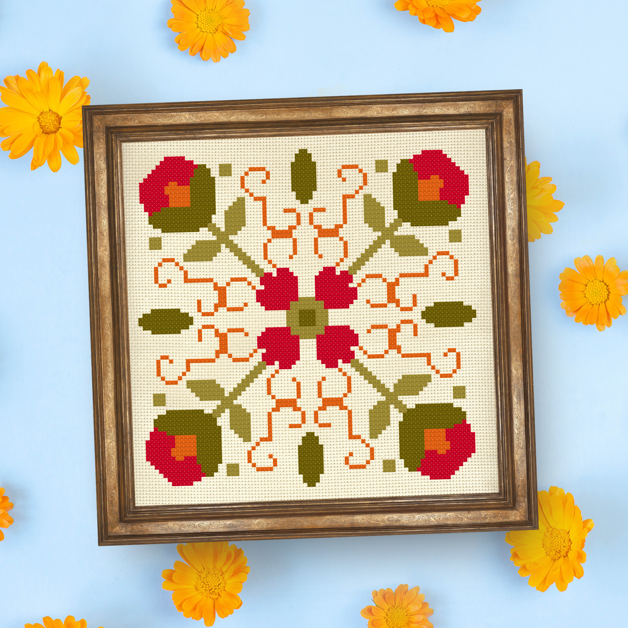 Floral Harmony Deco Cross Stitch Pattern