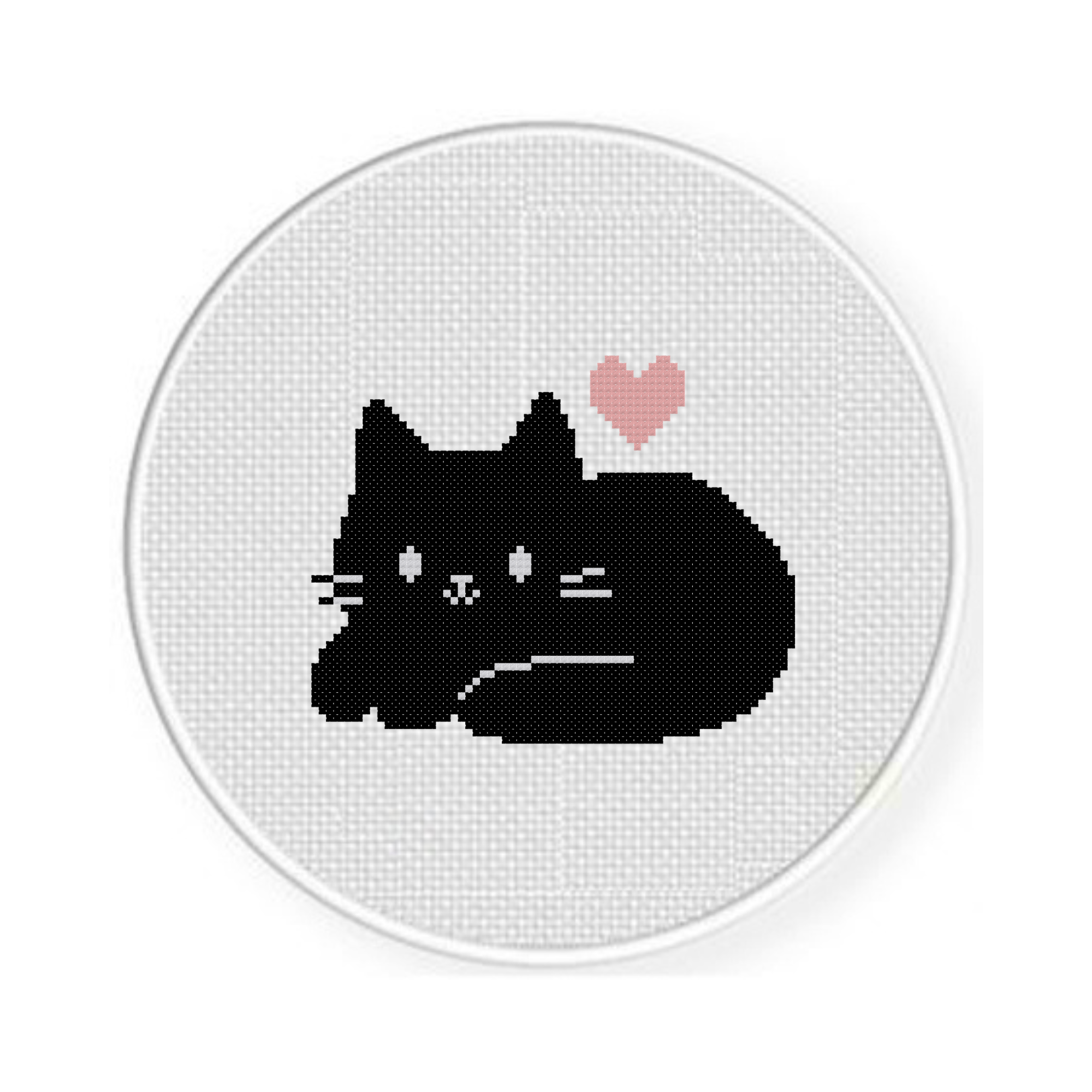 Black Cat Love Cross Stitch Pattern - Image 2