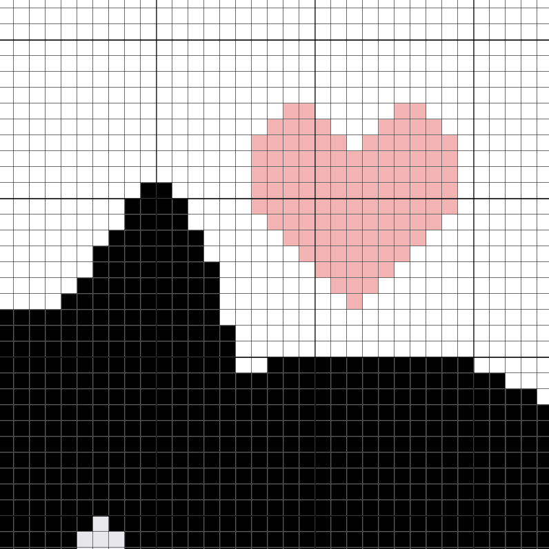 Black Cat Love Cross Stitch Pattern - Image 3
