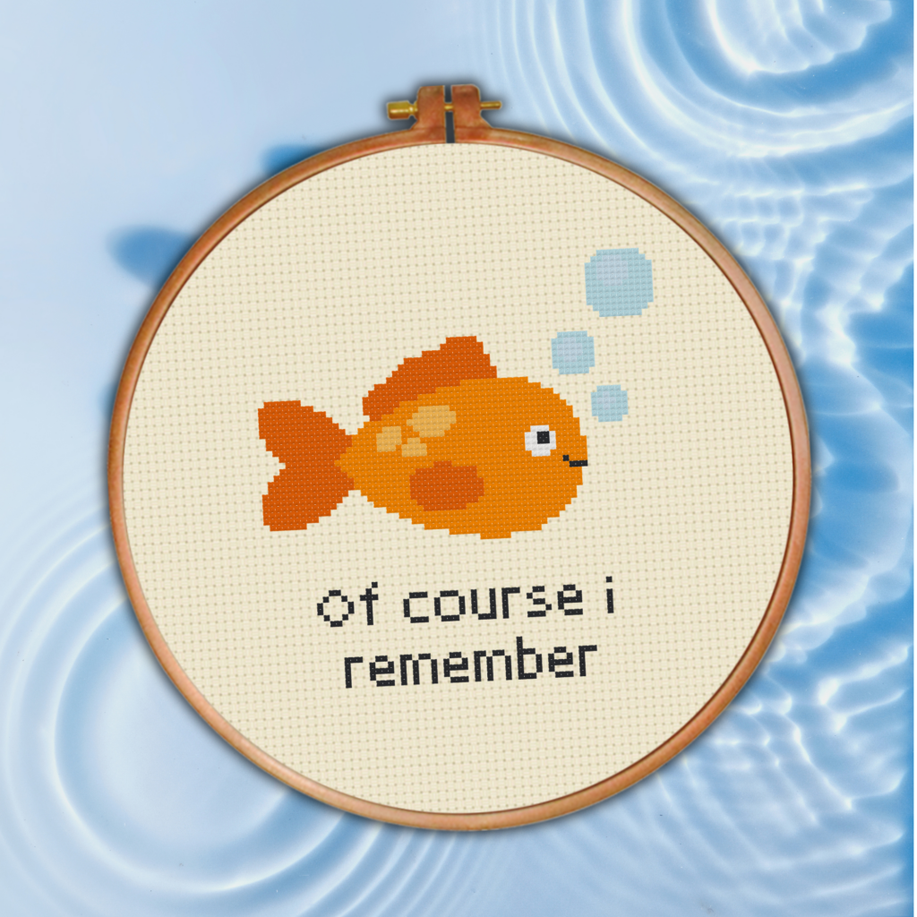 I Remember Goldfish Cross Stitch Pattern