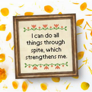 I Can Do All Things Through Spite Cross Stitch Pattern