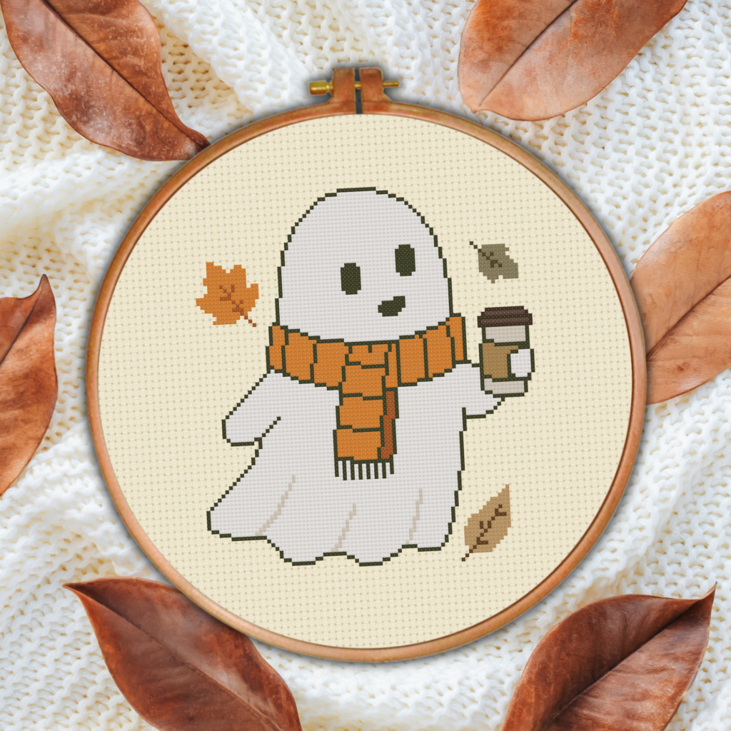 Fall Mode Ghost Cross Stitch Pattern