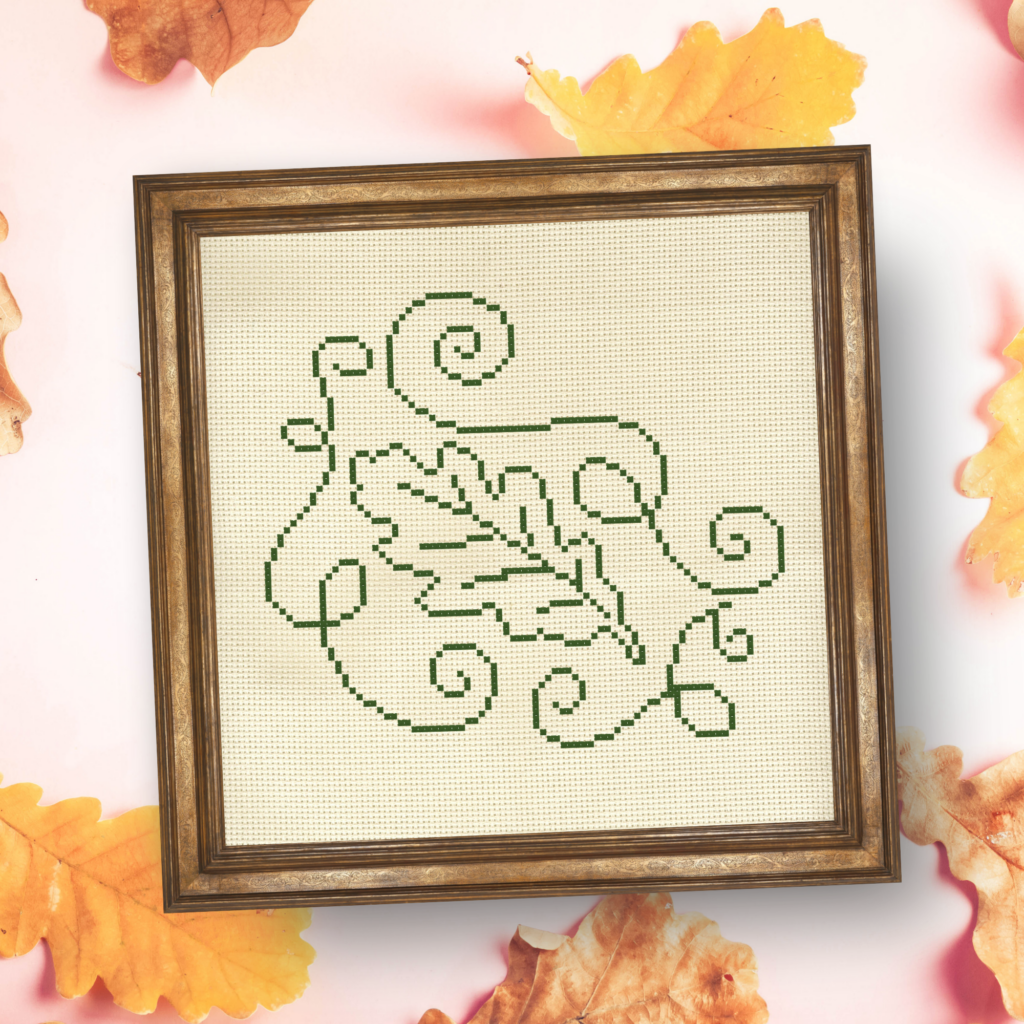Autumn Leaf Outline Cross Stitch Pattern