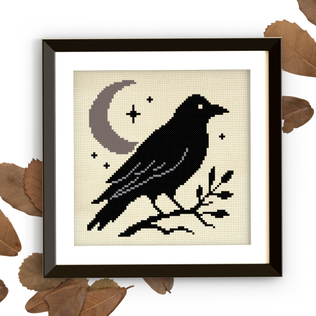 Crow Moon Cross Stitch Pattern