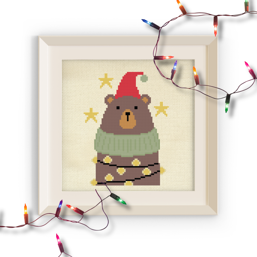 Tinsel Bear Cross Stitch Pattern