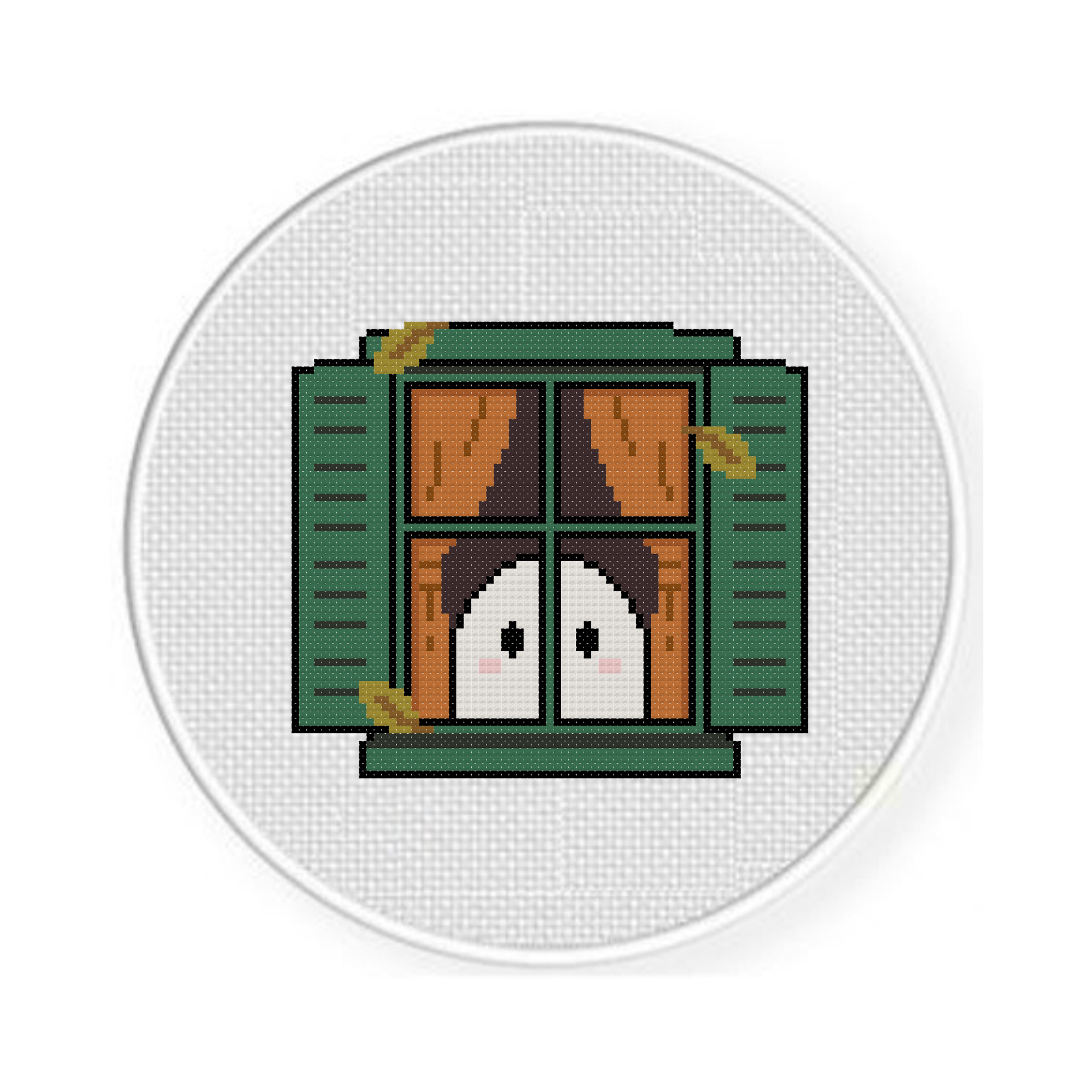 Green Window Ghost Cross Stitch Pattern - Image 2
