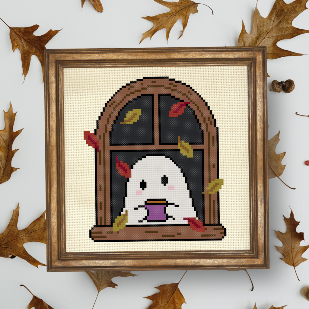 Ghost Window Cup Cross Stitch Pattern