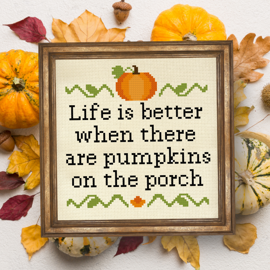 Pumpkins On Porch Cross Stitch Pattern