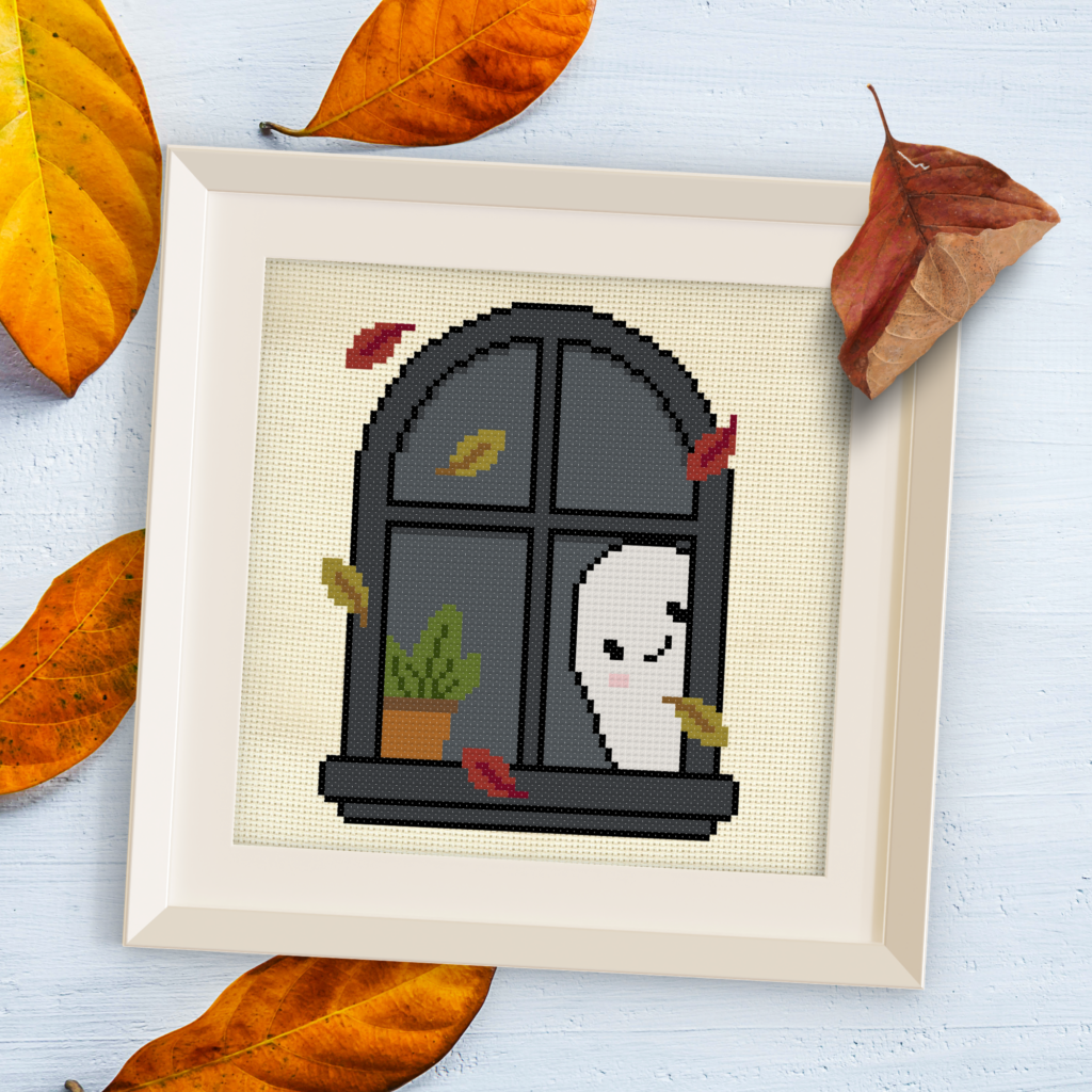 Ghost Window Peep Cross Stitch Pattern
