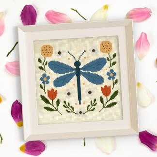 Dragonfly Florals Cross Stitch Pattern
