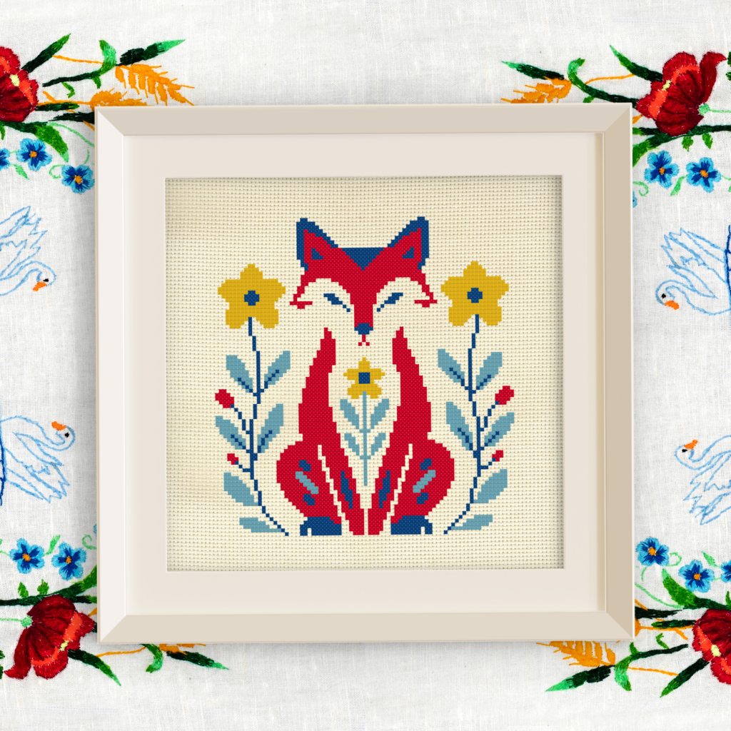Folk Fox Cross Stitch Pattern