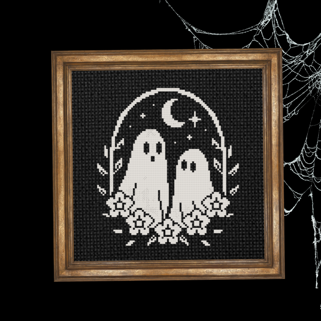 Two Ghosts Cross Stitch Pattern