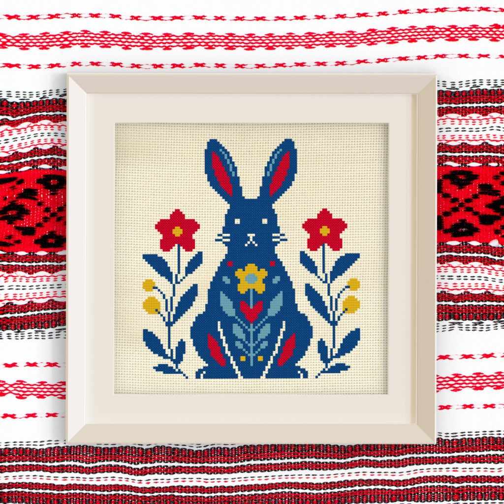 Folk Rabbit Cross Stitch Pattern