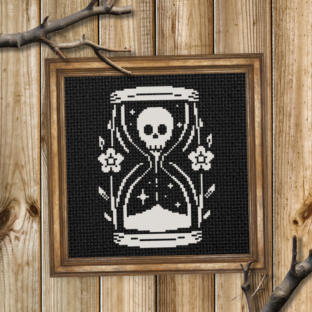 Skull Hourglass Cross Stitch Pattern